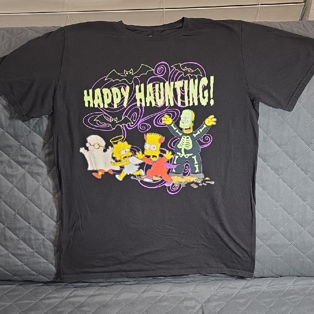 The Simpson's Glow in the Dark Halloween Happy Haunting Tee Shirt